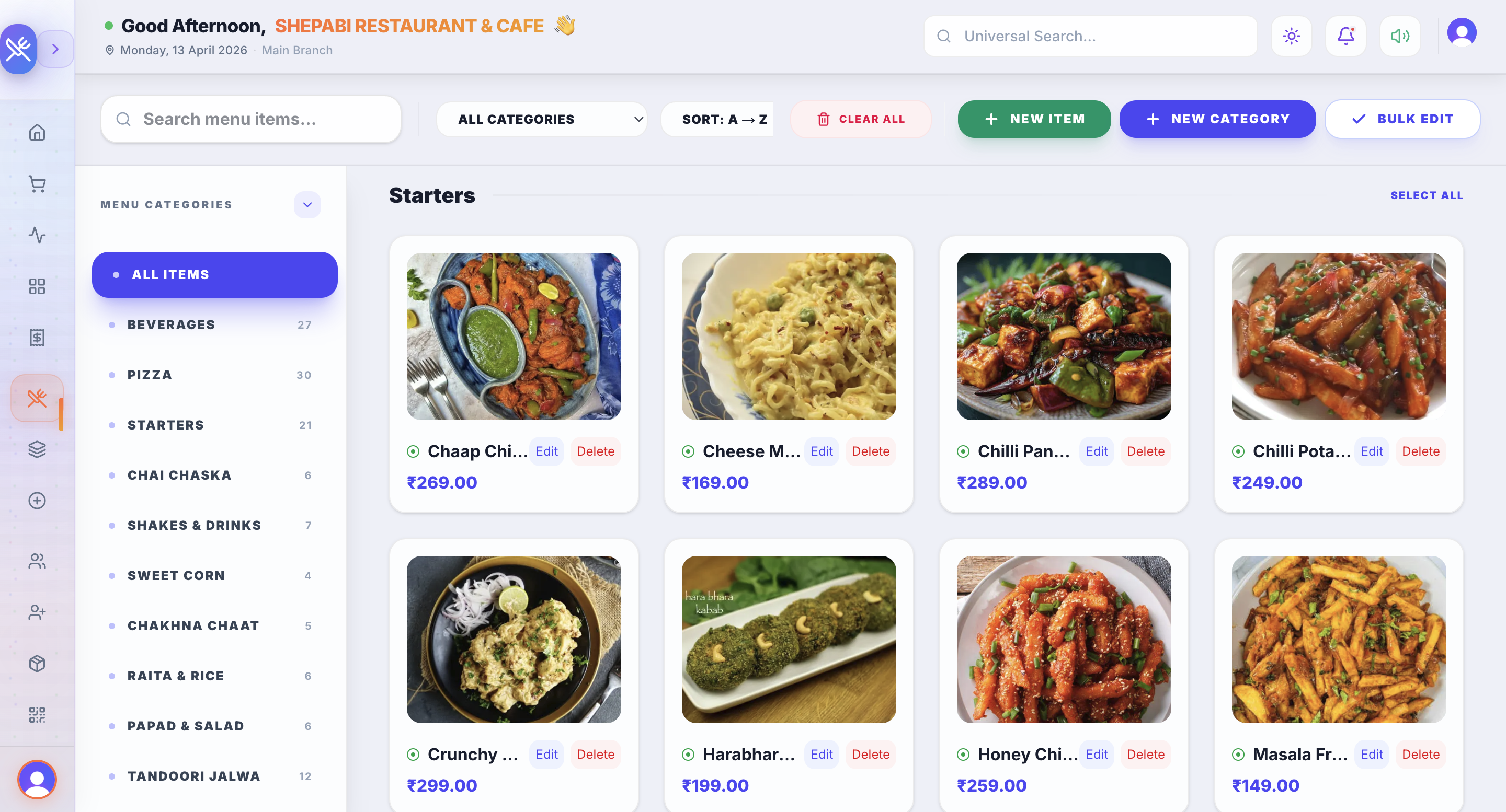 Setup Your Menu / Products
